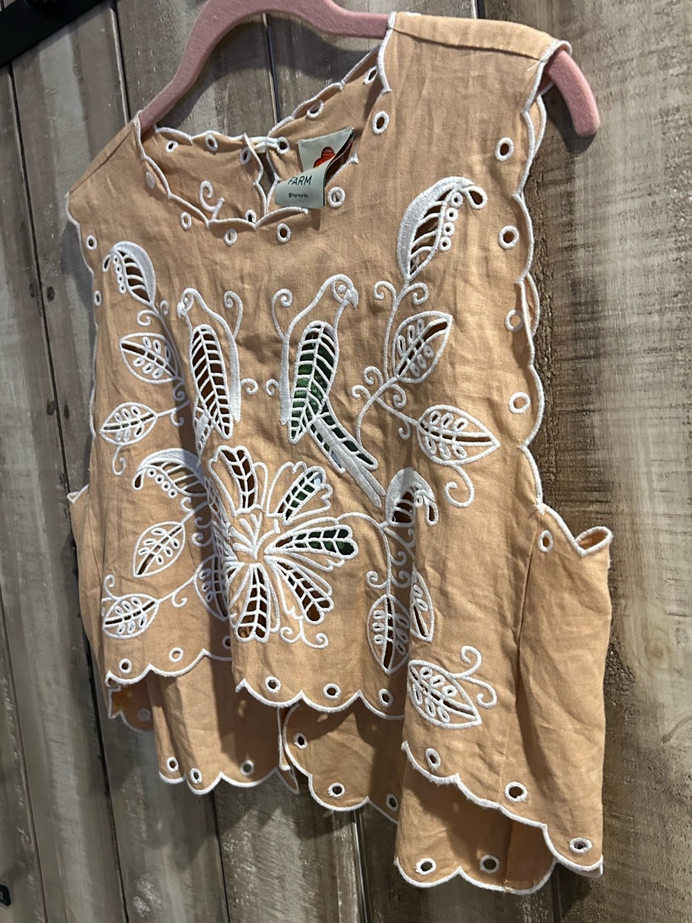 NWT Farm Rio SAND RICHILIEU
SLEEVELESS CROP TOP, M - Picture 6 of 12